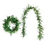 1.85m Olive Green Leaf Artificial Plant Vine Garland Hanging Wedding Arch Decoration Wreath Garden Home Floral Decor - Image 3